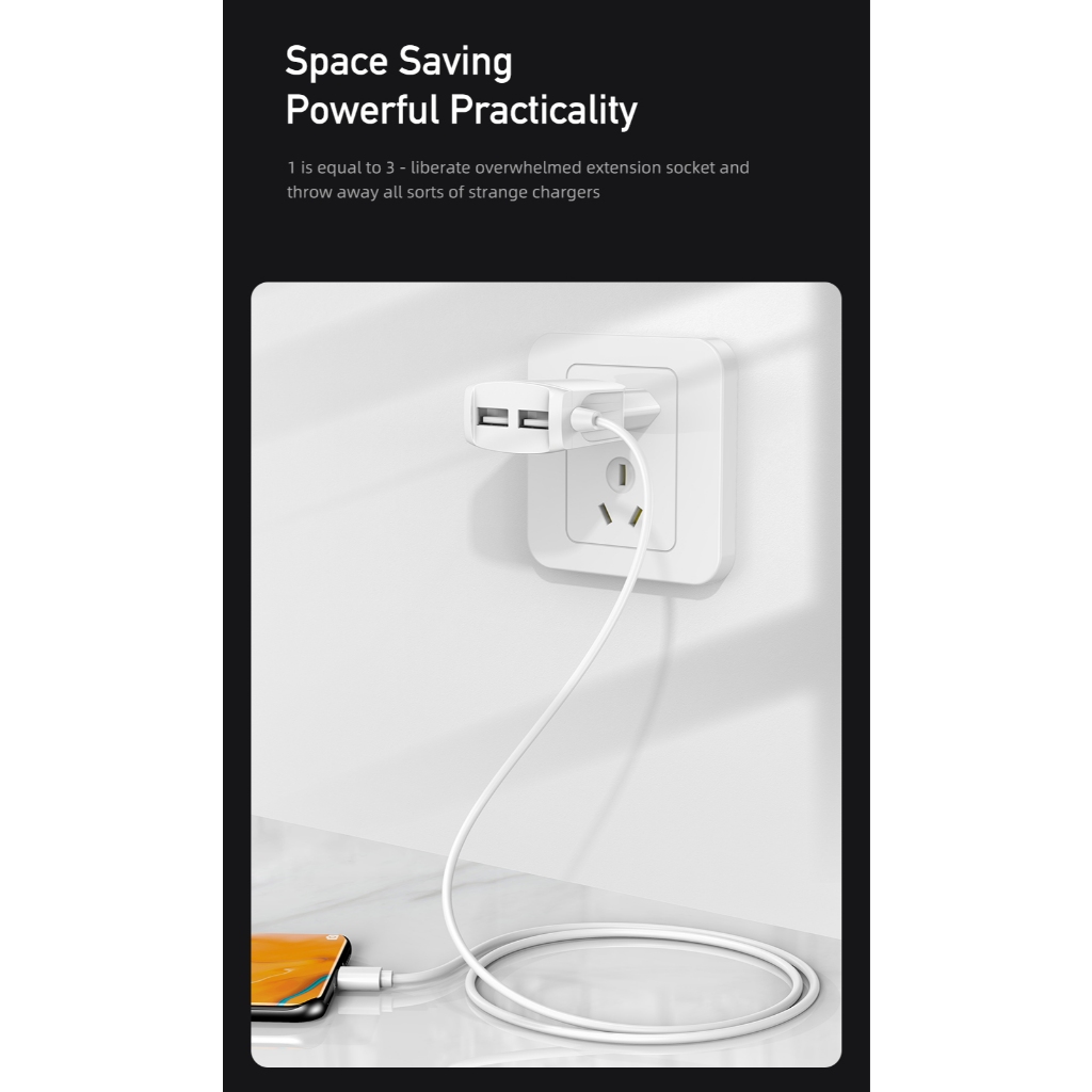 Ảnh Bộ sạc Awei C5 3 in 1 Sạc nhanh Type C 2 cổng USB EU 5V / 2.4A chính hãng An Toàn Ổn Định 3