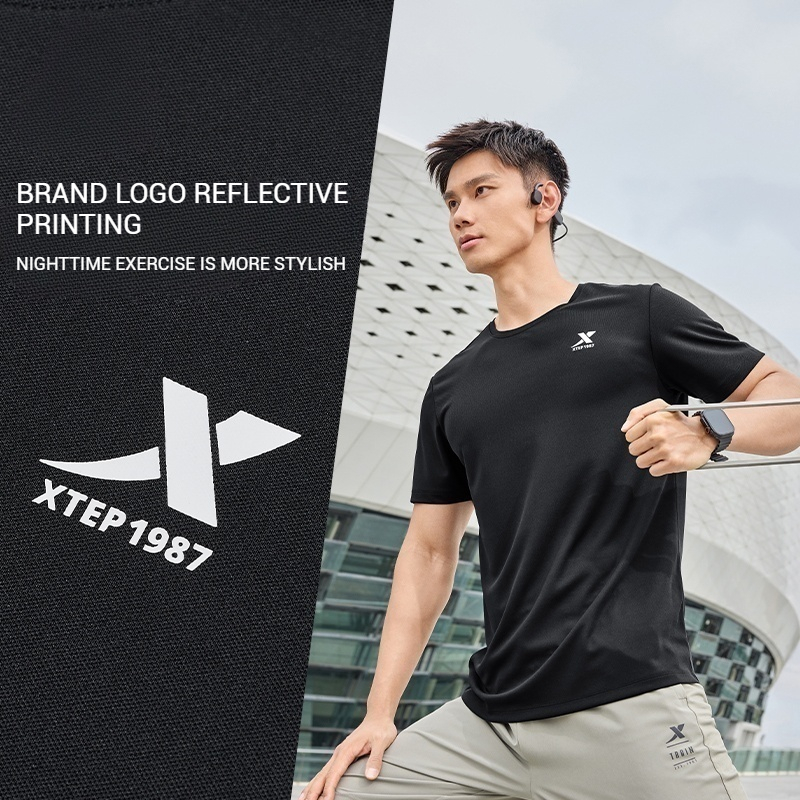 【XTEP 】Ice Silk | Áo thun thể thao nhanh khô bằng lụa băng thể thao mùa hè mới dành cho nam