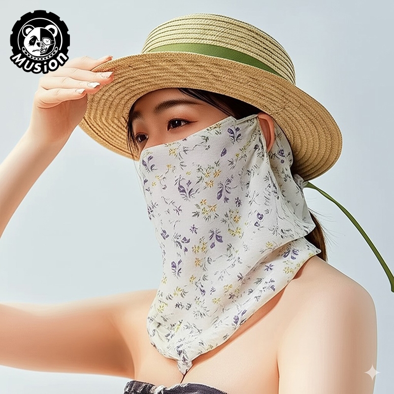 Musion Mặt nạ chống nắng đa năng kết hợp khăn choàng lụa - Thiết kế unisex cho hoạt động cưỡi ngựa & ngoài trời