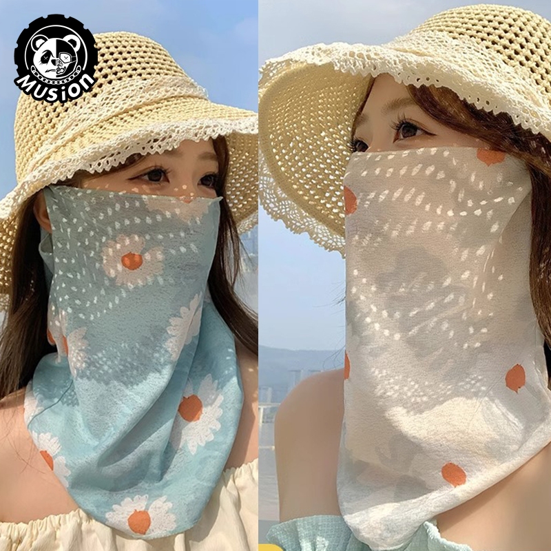 Musion Mặt nạ chống nắng đa năng kết hợp khăn choàng lụa - Thiết kế unisex cho hoạt động cưỡi ngựa & ngoài trời