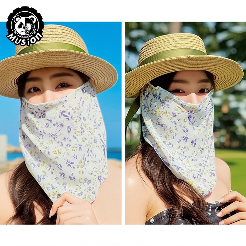 Musion Mặt nạ chống nắng đa năng kết hợp khăn choàng lụa - Thiết kế unisex cho hoạt động cưỡi ngựa & ngoài trời