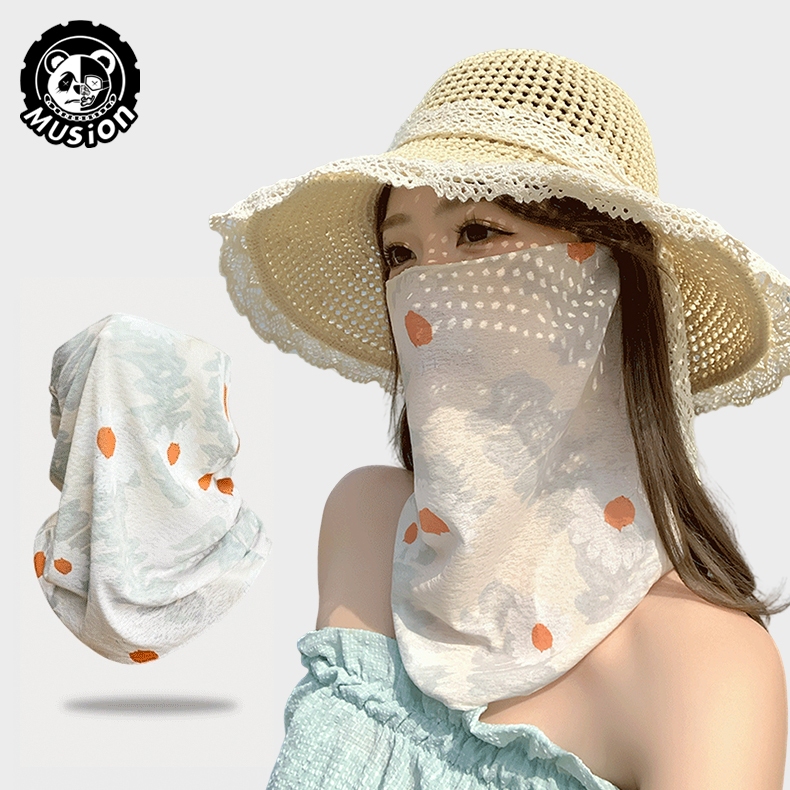 Musion Mặt nạ chống nắng đa năng kết hợp khăn choàng lụa - Thiết kế unisex cho hoạt động cưỡi ngựa & ngoài trời