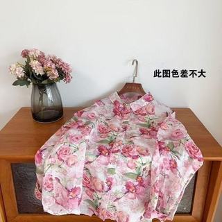 Áo sơ mi dài tay hoa voan dáng rộng phong cách Hàn Quốc dành cho nữ