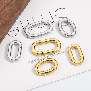 Đánh Bóng Thép Không Gỉ Hình Bầu Dục Lò Xo Khóa 18k Mạ Vàng Kết Nối Khóa Tự Làm Phụ Kiện Trang Sức Đơn Giản Khóa Nhẫn