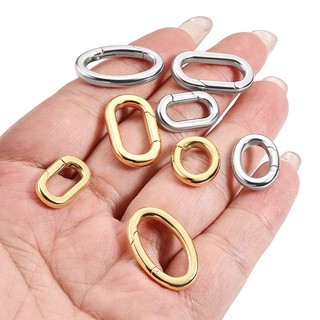 Đánh Bóng Thép Không Gỉ Hình Bầu Dục Lò Xo Khóa 18k Mạ Vàng Kết Nối Khóa Tự Làm Phụ Kiện Trang Sức Đơn Giản Khóa Nhẫn