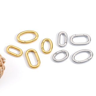 Đánh Bóng Thép Không Gỉ Hình Bầu Dục Lò Xo Khóa 18k Mạ Vàng Kết Nối Khóa Tự Làm Phụ Kiện Trang Sức Đơn Giản Khóa Nhẫn