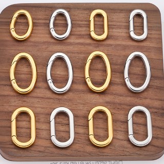 Đánh Bóng Thép Không Gỉ Hình Bầu Dục Lò Xo Khóa 18k Mạ Vàng Kết Nối Khóa Tự Làm Phụ Kiện Trang Sức Đơn Giản Khóa Nhẫn