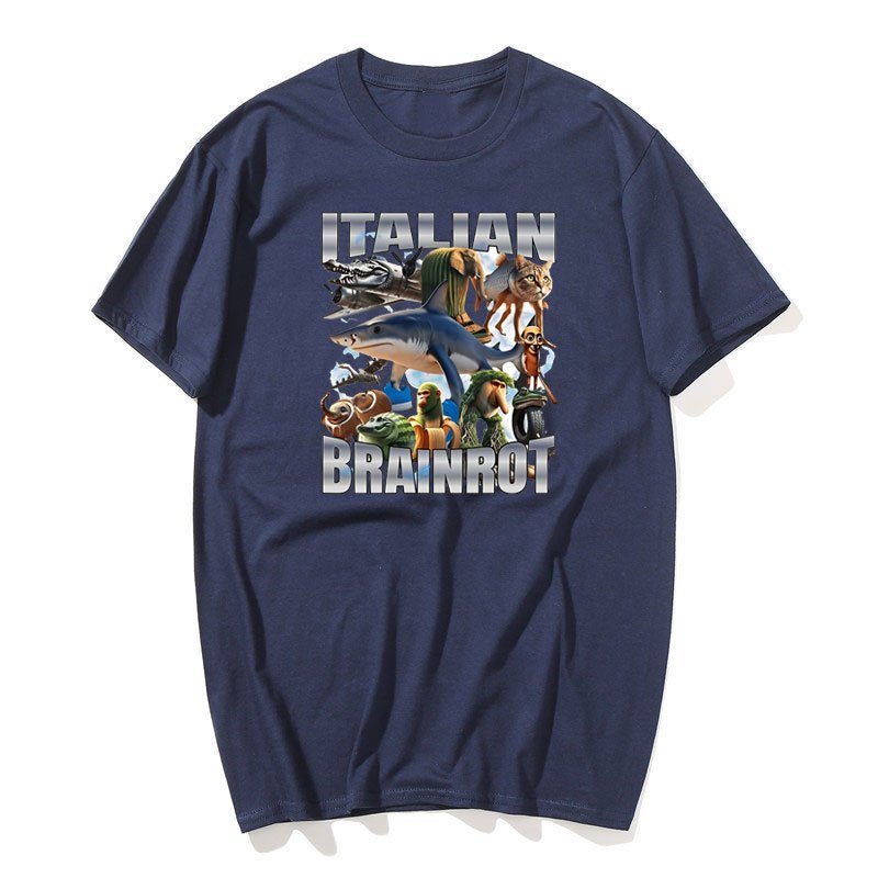 Ý Brainot Áo Ngộ nghĩnh Meme Graphic Tee Nam Nữ Vintage Áo Thun Hợp Thời Trang Cotton Mùa Hè Tay Ngắn Y2k Dạo Phố