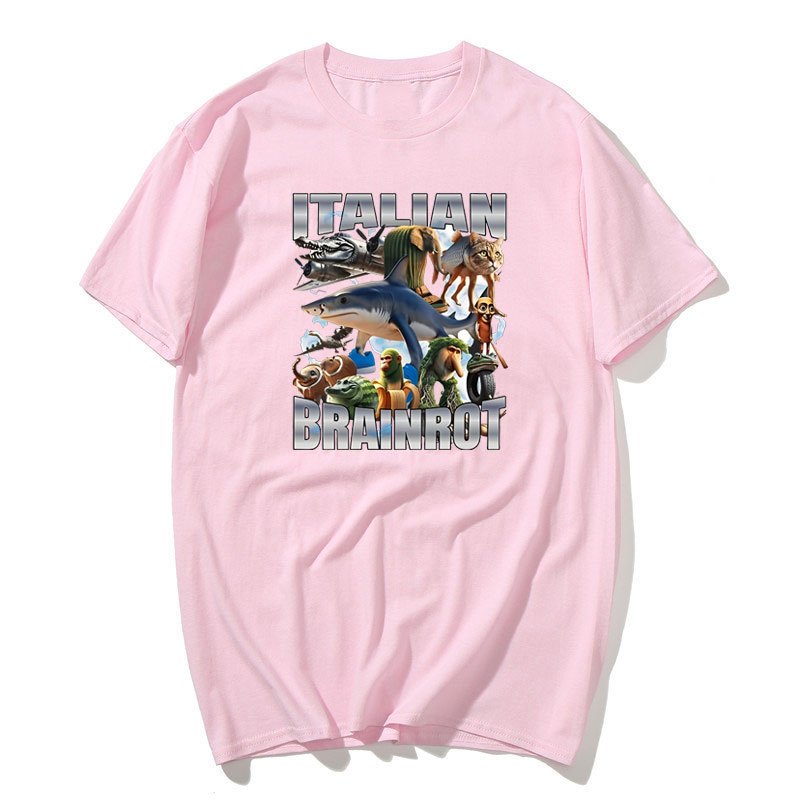 Ý Brainot Áo Ngộ nghĩnh Meme Graphic Tee Nam Nữ Vintage Áo Thun Hợp Thời Trang Cotton Mùa Hè Tay Ngắn Y2k Dạo Phố