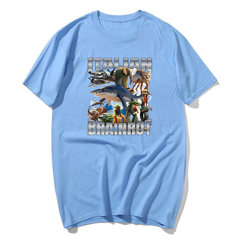 Ý Brainot Áo Ngộ nghĩnh Meme Graphic Tee Nam Nữ Vintage Áo Thun Hợp Thời Trang Cotton Mùa Hè Tay Ngắn Y2k Dạo Phố