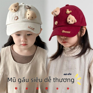 Mũ bóng chày dễ thương hình gấu cho bé – Mũ kiểu Hàn Quốc cho bé trai và bé gái