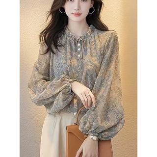 Áo sơ mi dài tay in hoa phong cách Hàn Quốc dành cho nữ