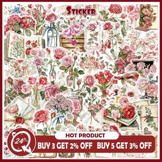 Bộ 50 Vintage Hoa Hồng Chữ PET Miếng Dán Văn Phòng Phẩm DIY Trang Trí Thêu Sò Miếng Dán
