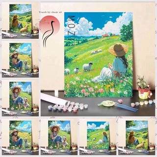 Mozi ✨40 * 50cm / 30 * 40cm Mùa Hè Thảo Nguyên Số Tranh Sơn Dầu Tự Làm Handmade Số Tranh Tranh Làm Đầy Giải Nén Tranh Trang Trí