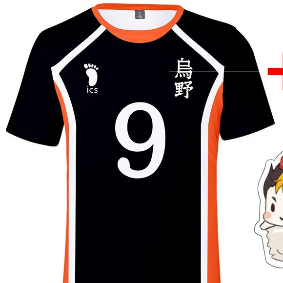 Áo thun Haikyuu Anime Cosplay Trang phục Karasuno Áo thun bóng chuyền trường trung học Đồng phục thể thao Hinata Shoyo Áo thun Haikyu Trang phục Halloween