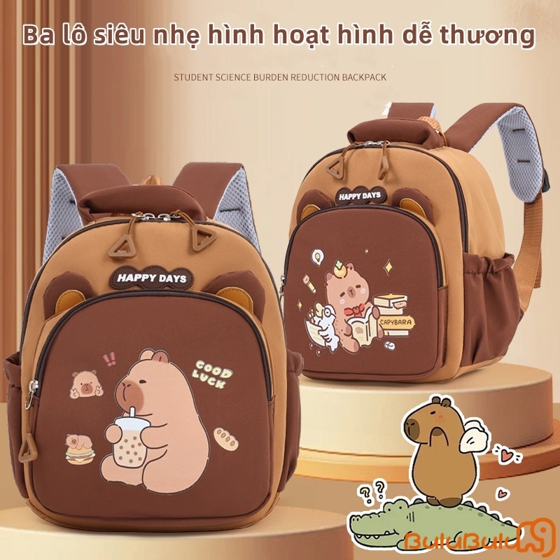 Ba lô trẻ em cỡ lớn Capybara Túi đi học chống nước hoạt hình dễ thương dành cho học sinh mẫu giáo & tiểu học Ba lô thể thao nhẹ 1-3 tuổi