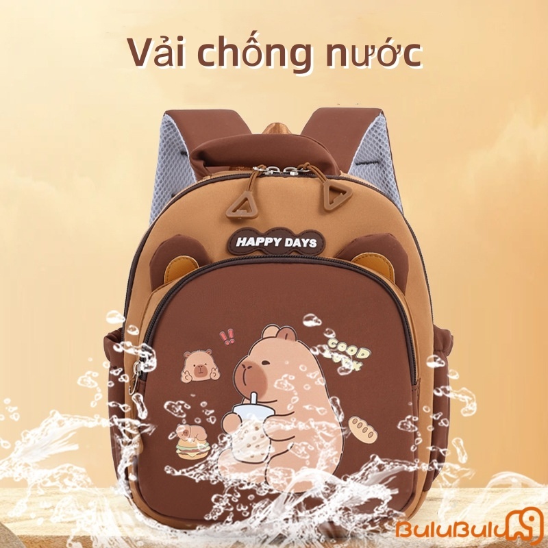 Ba lô trẻ em cỡ lớn Capybara Túi đi học chống nước hoạt hình dễ thương dành cho học sinh mẫu giáo & tiểu học Ba lô thể thao nhẹ 1-3 tuổi