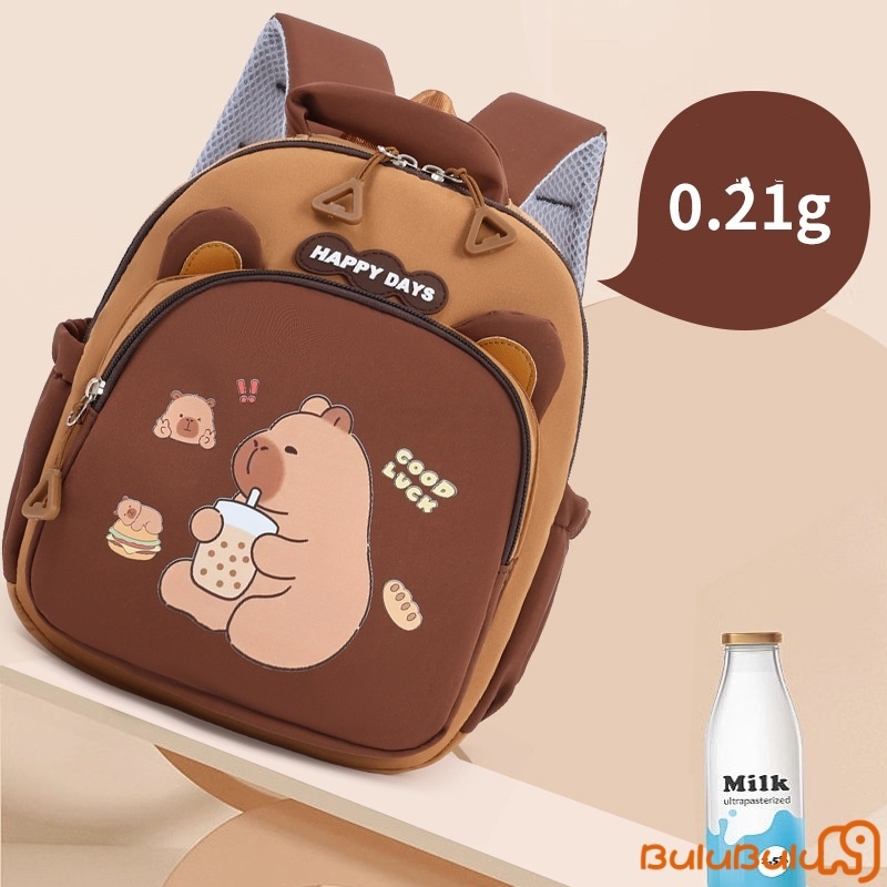 Ba lô trẻ em cỡ lớn Capybara Túi đi học chống nước hoạt hình dễ thương dành cho học sinh mẫu giáo & tiểu học Ba lô thể thao nhẹ 1-3 tuổi
