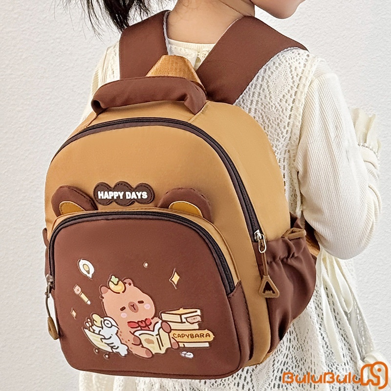 Ba lô trẻ em cỡ lớn Capybara Túi đi học chống nước hoạt hình dễ thương dành cho học sinh mẫu giáo & tiểu học Ba lô thể thao nhẹ 1-3 tuổi
