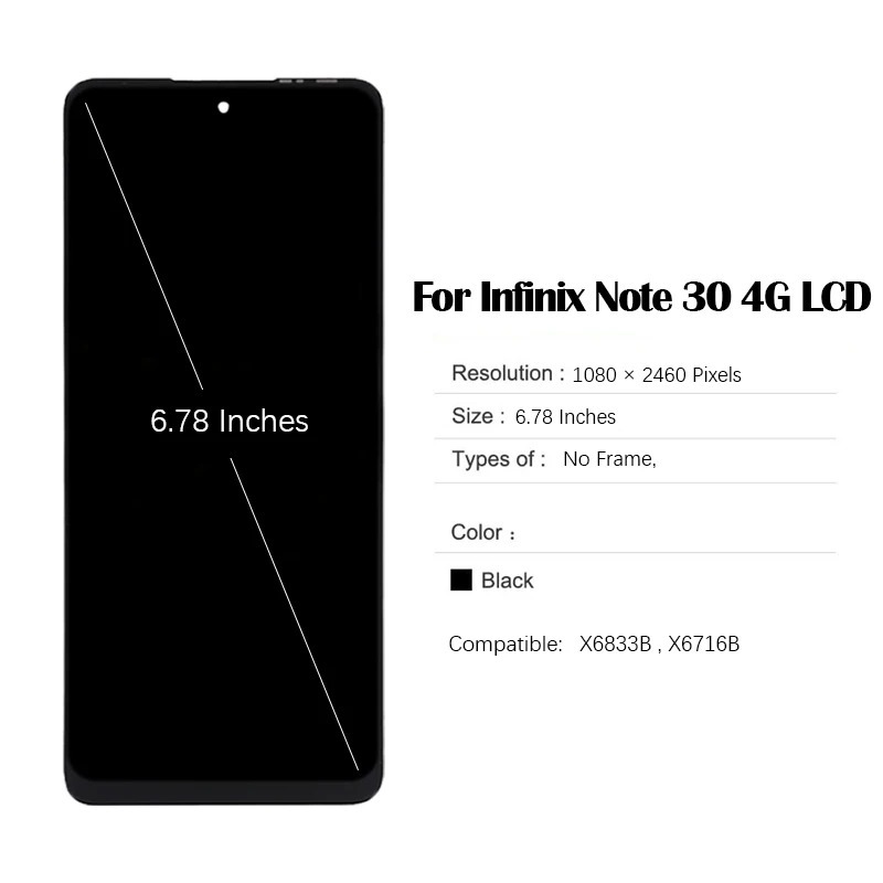 Dành cho Infinix Note 30 4G X6833B Màn hình LCD Bộ số hóa màn hình cảm ứng