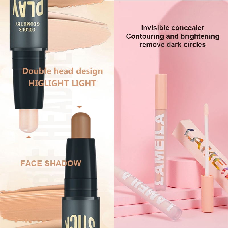Ảnh LAMEILA bộ trang điểm 17 sản phẩm Son môi+Mascara+kẻ mắt+Bàn chải trang điểm+Chất lỏng concealer+Lông mi clip+Lông mày dao+Nhãn bóng đĩa 3