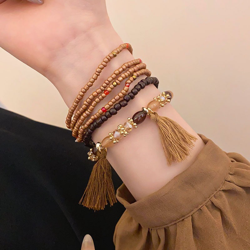 Vòng Đeo Tay Kiểu Layer Chuỗi Hạt Bohemian Phong Cách Retro Thanh Lịch Phụ Kiện Nữ Cao Cấp Độc Quyền