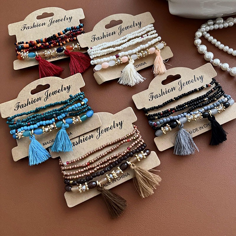 Vòng Đeo Tay Kiểu Layer Chuỗi Hạt Bohemian Phong Cách Retro Thanh Lịch Phụ Kiện Nữ Cao Cấp Độc Quyền