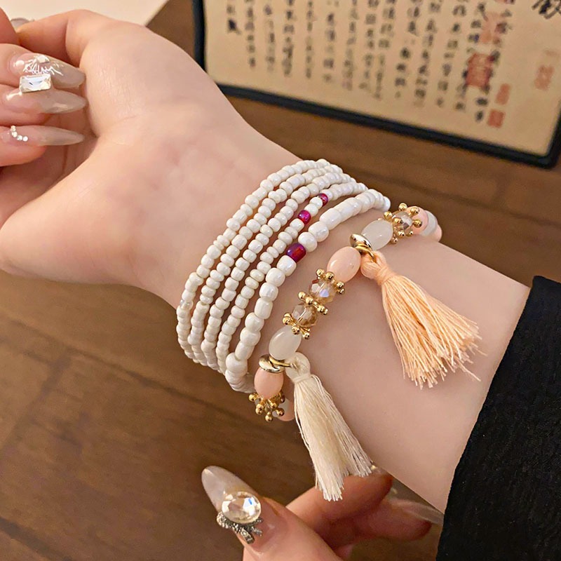 Vòng Đeo Tay Kiểu Layer Chuỗi Hạt Bohemian Phong Cách Retro Thanh Lịch Phụ Kiện Nữ Cao Cấp Độc Quyền