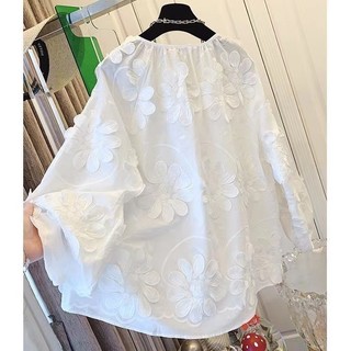 Áo sơ mi nữ dài tay cổ tròn dáng rộng cổ điển thời trang Hàn Quốc