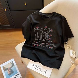 Thương hiệu HIIXIIVI 【 Áo thun 100% Cotton 】 Áo thun ngắn tay Oversize Nữ Baggy Loose Top Nữ Độc đáo Ootd 2025 Lives