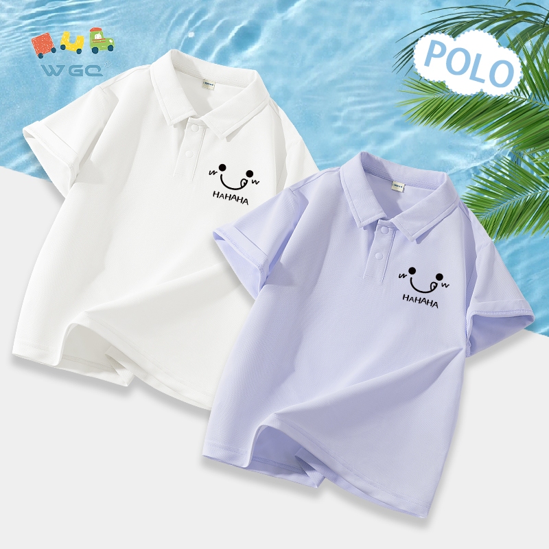 W.G.Q  Áo thun bé gái  , Thiết Kế Cổ POLO, Vải Mềm, Thoáng Khí Nhẹ Với In Biểu Hiện