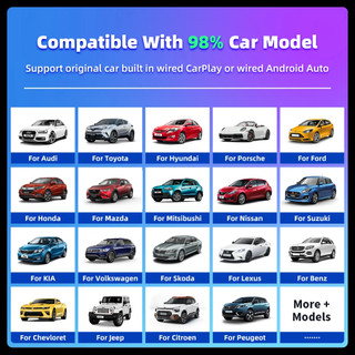 Bộ chuyển đổi Carplay 2 trong 1 không dây cho Android iPhone Tự động có dây sang hộp AI không dây Kết nối USB cho Volvo Benz Mg Kia Chery VW