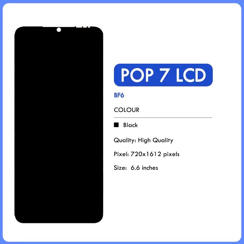 Dành Cho Tecno Pop 7 BF6 Màn Hình LCD Màn Hình Cảm Ứng Bộ Số Hóa Bảng Điều Khiển Lắp Ráp Thay Thế