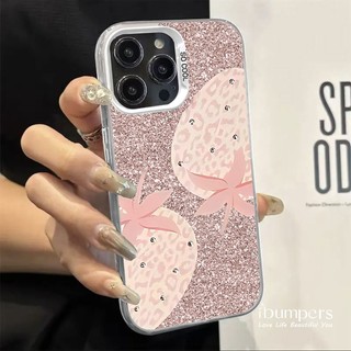 ibumpers Ốp Lưng IPhone Thời Trang Họa Tiết Quả Dâu Ốp Điện Thoại IMD Cứng Trơn Chống Bẩn Chống Sốc Cho IPhone 16 15 14 12 13 11 Pro Max