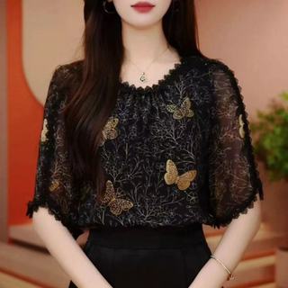 Áo sơ mi ngắn tay in hoa phong cách Hàn Quốc dành cho nữ