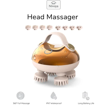 Máy mát xa da đầu bằng điện Nivoya Máy mát xa đầu Da đầu Thư giãn căng thẳng, Nhào 5 trong 1 128 nút massage, Massage tóc chống nước với 8 móng vuốt có thể tháo rời Cat Scratcher