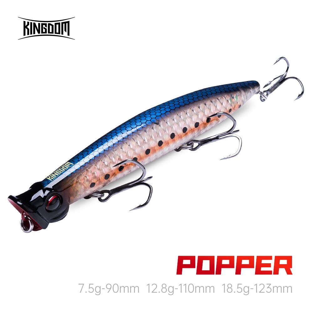Ảnh Kingdom Nổi Mồi Câu Cá Topwater Popper 7.5g 12.8g 18.5g Đúc Xa Mồi Cứng Nhân Tạo Chất Lượng Cao Wobblers 1