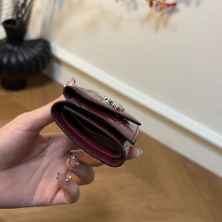 Thời Trang Mới Mini Chính Hãng Ví Da Nữ Gấp Thẻ Họa Tiết Cá Sấu Da Bò Đổi Quà Tặng Nữ