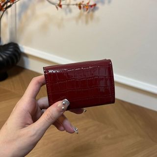 Thời Trang Mới Mini Chính Hãng Ví Da Nữ Gấp Thẻ Họa Tiết Cá Sấu Da Bò Đổi Quà Tặng Nữ