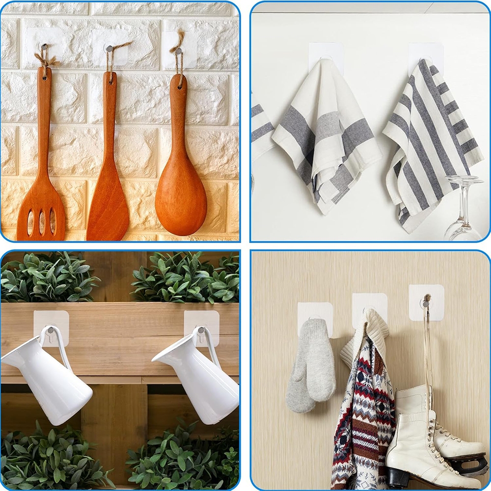 10-50pcsc Không Đấm Mạnh Mẽ Tự Dính Móc Khung Ảnh Áp Phích Đồng Hồ Không Đấm Chống Thấm Nước Phòng Tắm Nhà Bếp Đa Cảnh