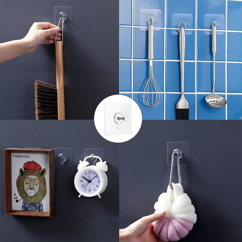 10-50pcsc Không Đấm Mạnh Mẽ Tự Dính Móc Khung Ảnh Áp Phích Đồng Hồ Không Đấm Chống Thấm Nước Phòng Tắm Nhà Bếp Đa Cảnh