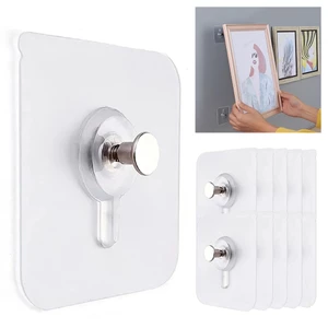 10-50pcsc Không Đấm Mạnh Mẽ Tự Dính Móc Khung Ảnh Áp Phích Đồng Hồ Không Đấm Chống Thấm Nước Phòng Tắm Nhà Bếp Đa Cảnh