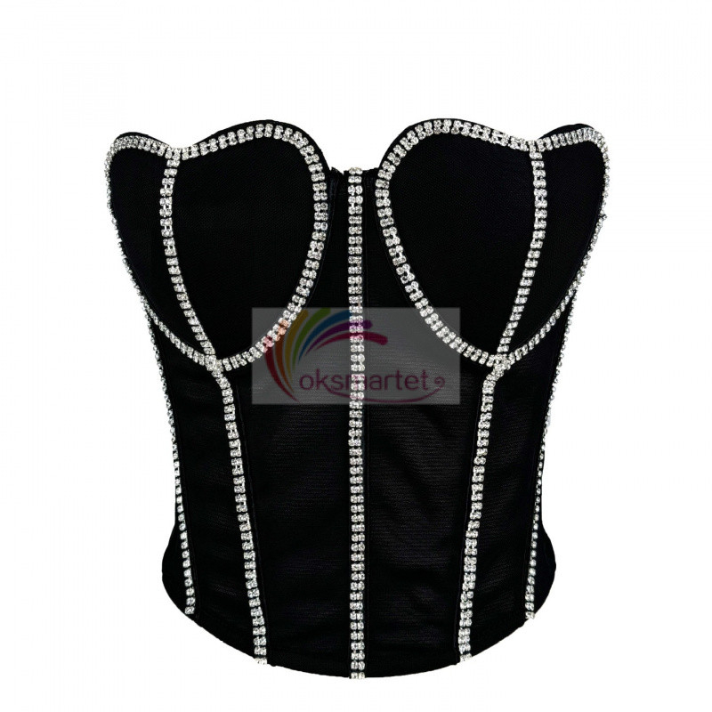 Bán Chạy Một Dây Xích Kim Cương Áo Vest Nhỏ Treo Thanh Lịch Retro Màu Trơn Mỏng Hơn Nhìn Bên Ngoài Mặc Ống Top Xương Cá Corset