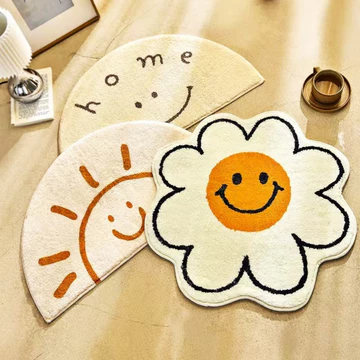 thảm trải phòng ngủ,Chất liệu cashmere giả,Hoa cười màu trơn,Kích thước40*60cm—80*80cm,Mềm mại và thoải mái, không thấm nước và chống vết bẩn.decor phòng ngủ, thảm phòng ngủ