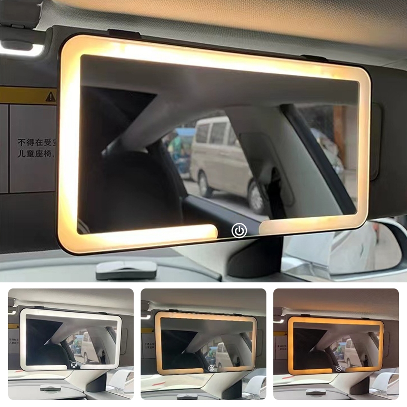 Gương trang điểm nội thất ô tô SEAMETAL có đèn Led lấp đầy 3 màu Độ sáng có thể điều chỉnh HD Gương trang điểm dành cho nữ Sạc 1200mAh