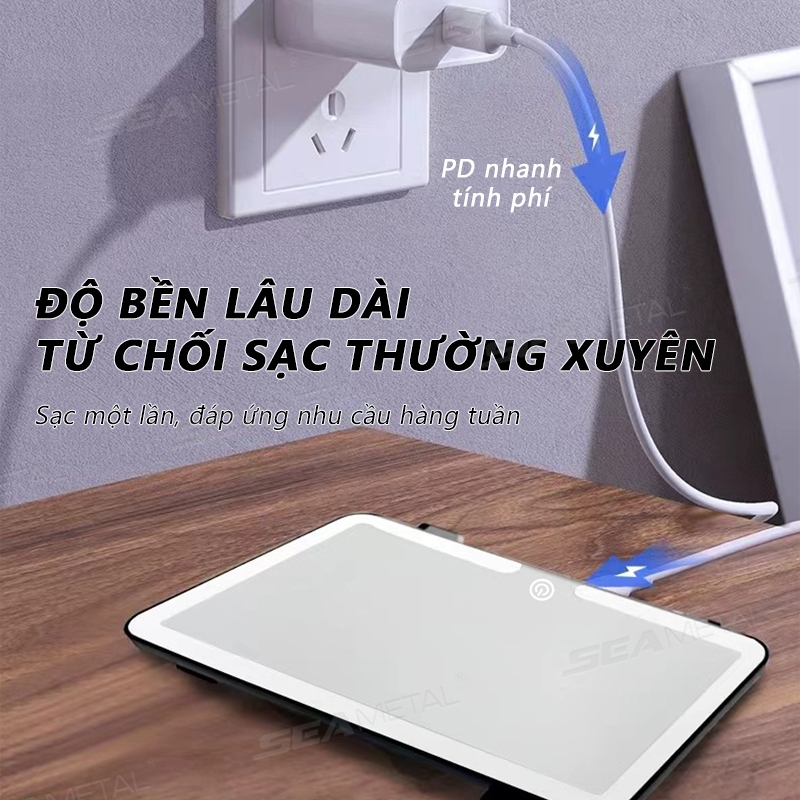 Gương trang điểm nội thất ô tô SEAMETAL có đèn Led lấp đầy 3 màu Độ sáng có thể điều chỉnh HD Gương trang điểm dành cho nữ Sạc 1200mAh