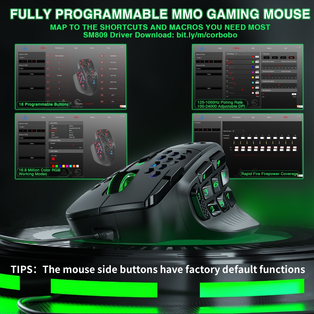 Solaka SM809 MMO Chuột Chơi Game USB Có Dây Thiết Kế Nhẹ 85g Phím Bên Tùy Chỉnh DIY Thay Thế Vỏ Bên | BigBuy360 - bigbuy360.vn