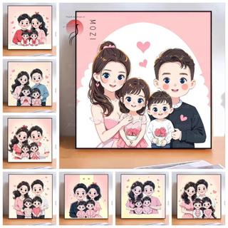 MOZI Tranh tô màu theo số 40x50cm/30x40cm, tranh sơn dầu số hóa, bộ tô màu gia đình hoạt hình, tranh số hóa theo yêu cầu