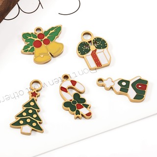 Được đánh bóng bằng thép không gỉ Phim hoạt hình Giáng sinh Mặt dây chuyền tự làm Phụ kiện trang sức vàng 18k Ông già Noel quyến rũ