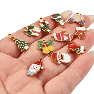 Được đánh bóng bằng thép không gỉ Phim hoạt hình Giáng sinh Mặt dây chuyền tự làm Phụ kiện trang sức vàng 18k Ông già Noel quyến rũ